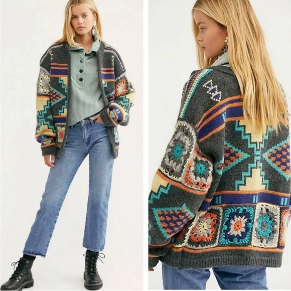 Free People Multicolor Striped Knit cardigan XS - Picture 2 of 8